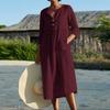 Explosion Style Loose Dress Summer Regular Sleeves Single-breasted Cotton and Linen Summer Casual Women's Clothing