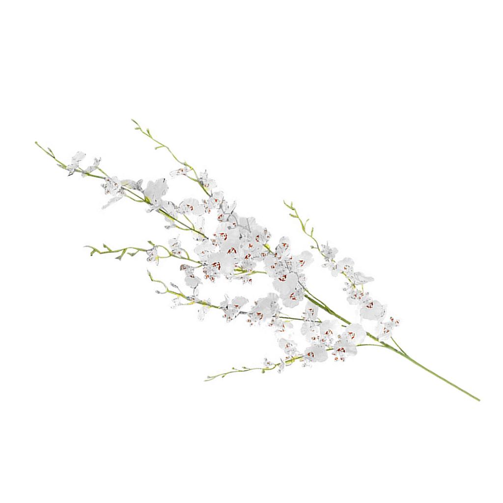 Artificial Orchids Flower Faux Silk Dancing Orchid Stem 7 Branches for Home Wedding Party Festive Indoor Outdoor Decoration