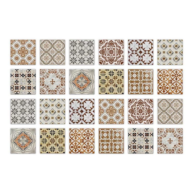 24pcs 15x15cm Tile Decorative Sticker PVC Self Adhesive Wallpaper