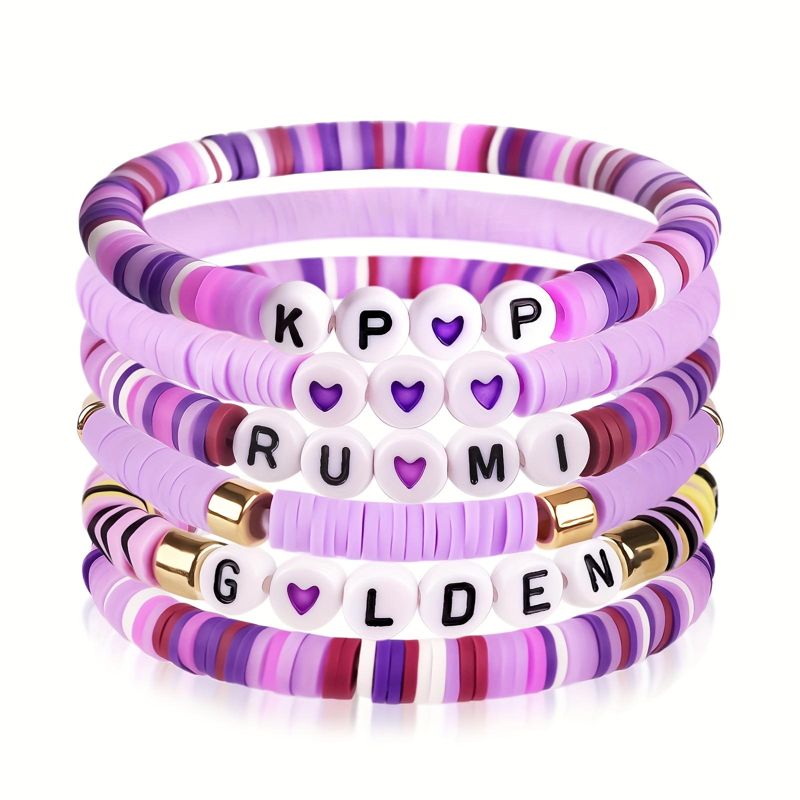

Браслети в стилі K-Pop для фанатів, ідеально підходять як подарунки на дружбу для подруг, сестер, дочок, онучок, племінниць та друзів фіолетовий