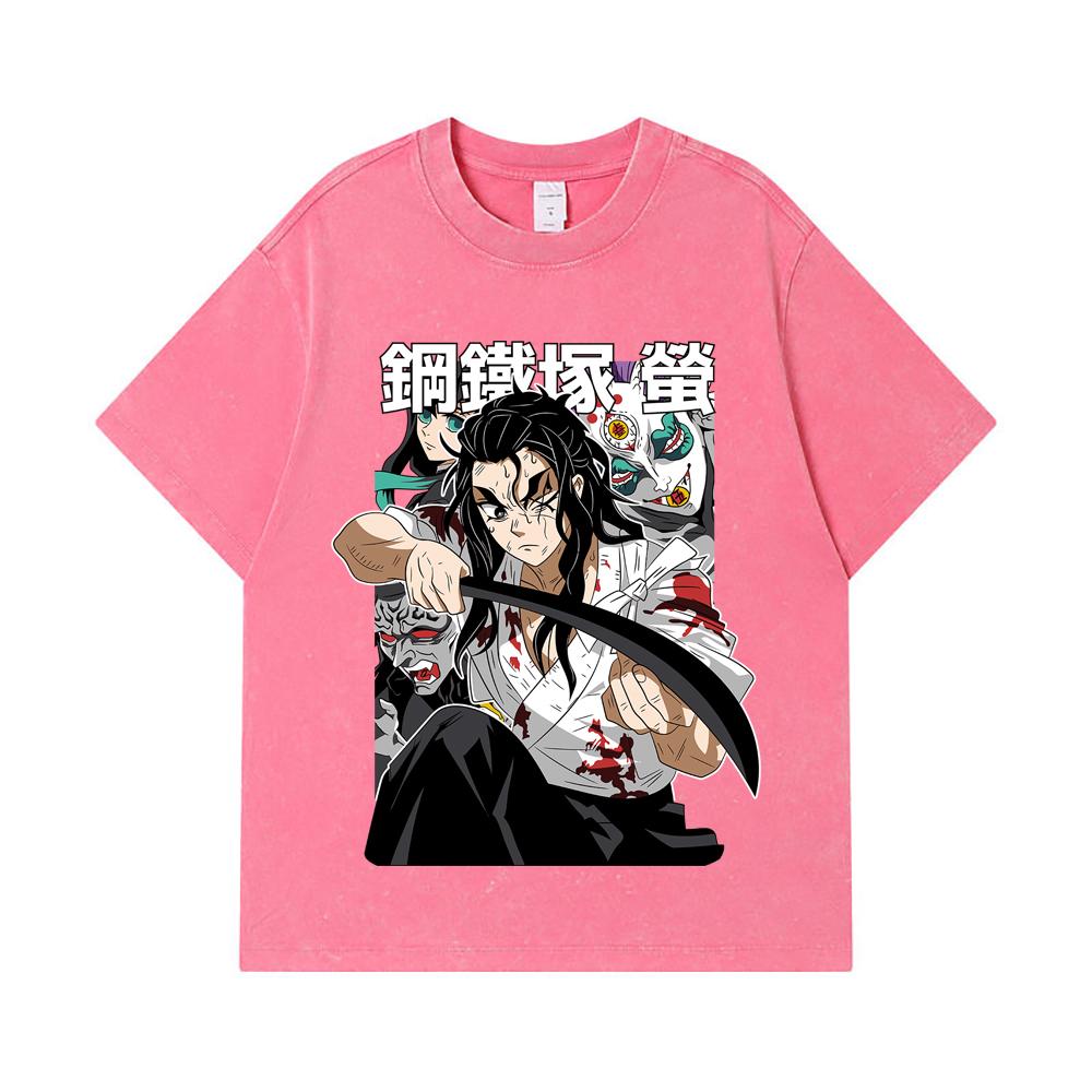 275 GSM Washed T-shirts 100% Cotton Demon Slayer V27 Haganezuka Print Unisex Heavy Cotton T Shirt