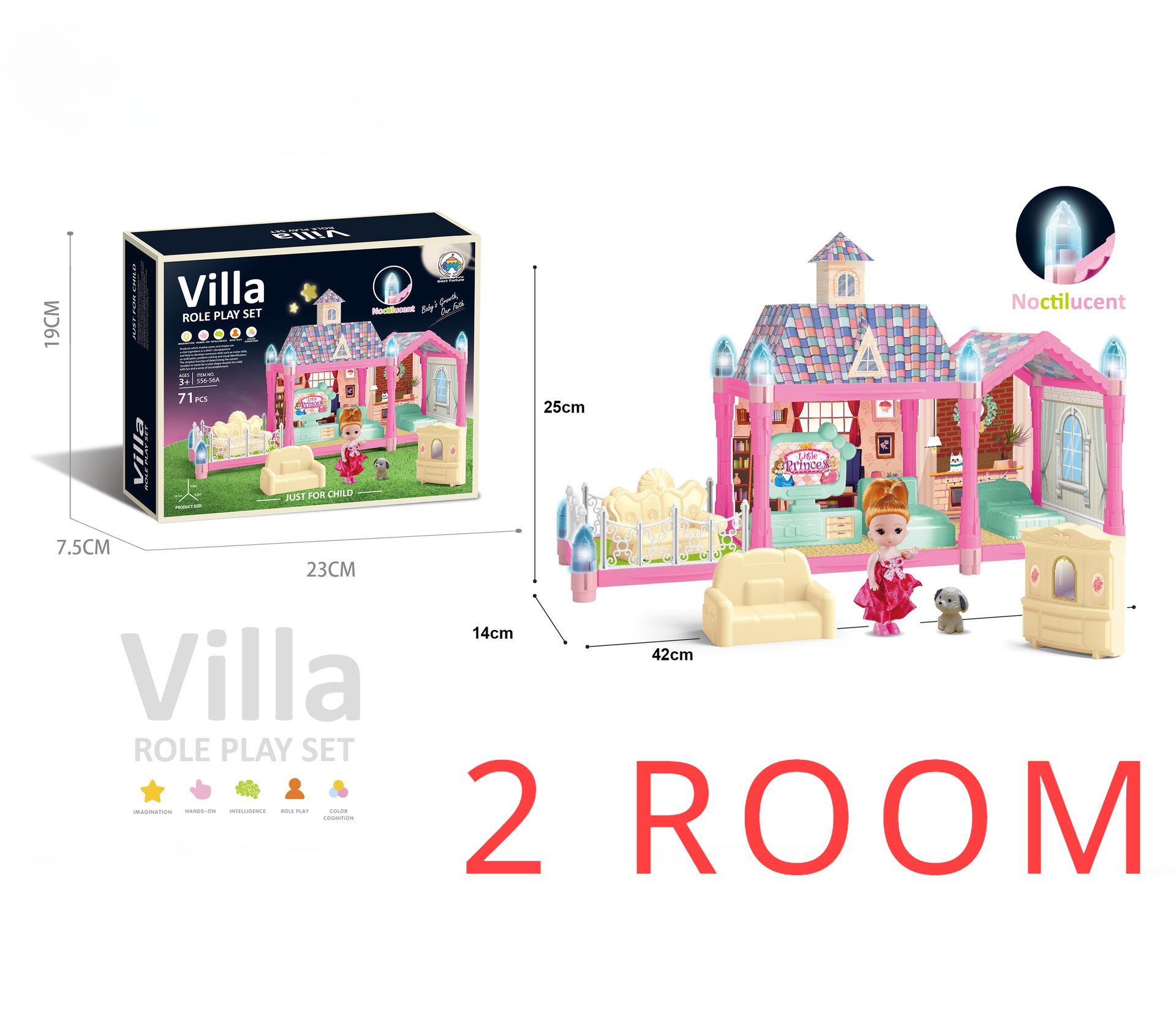 

Doll House For Girls 2/8 Rooms Dollhouse With Dolls Figure Furnitures Led Light Toddler Playhouse Chrsitmas Gift For Kids Child