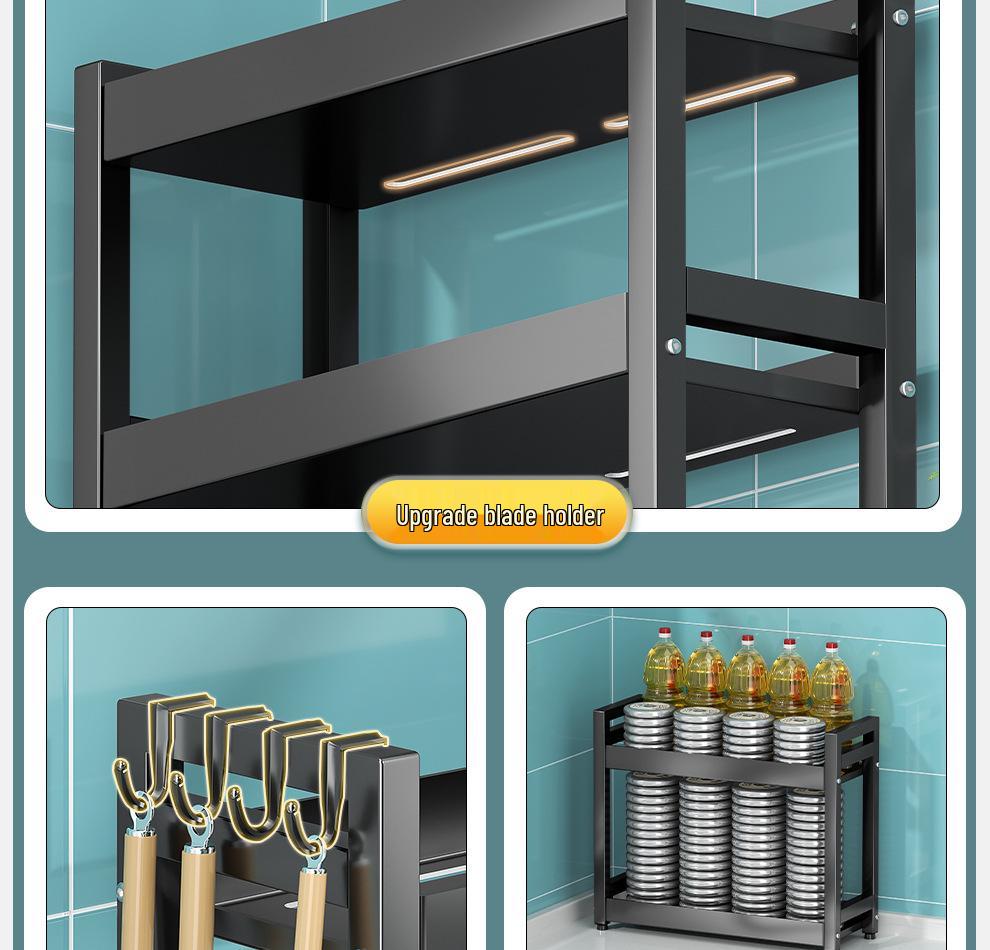 Countertop Kitchen Storage Rack for Spices and Sauces - Organize Oil, Salt, Vinegar, and Soy Sauce