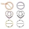 6 Pcs Clothes Corner Knotted Buttons Round Circle Heart Shape Faux Pearl Rhinestone Decor Scarf Ring Clips T-shirt Ties Clips Shirt Tighten Clips