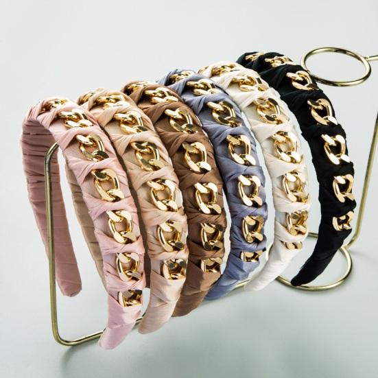 

Women Headband Chain Fabric Tangled Twisted Color Matching Elastic Anti-slip Hair Organization Decoration Women Hair Hoop