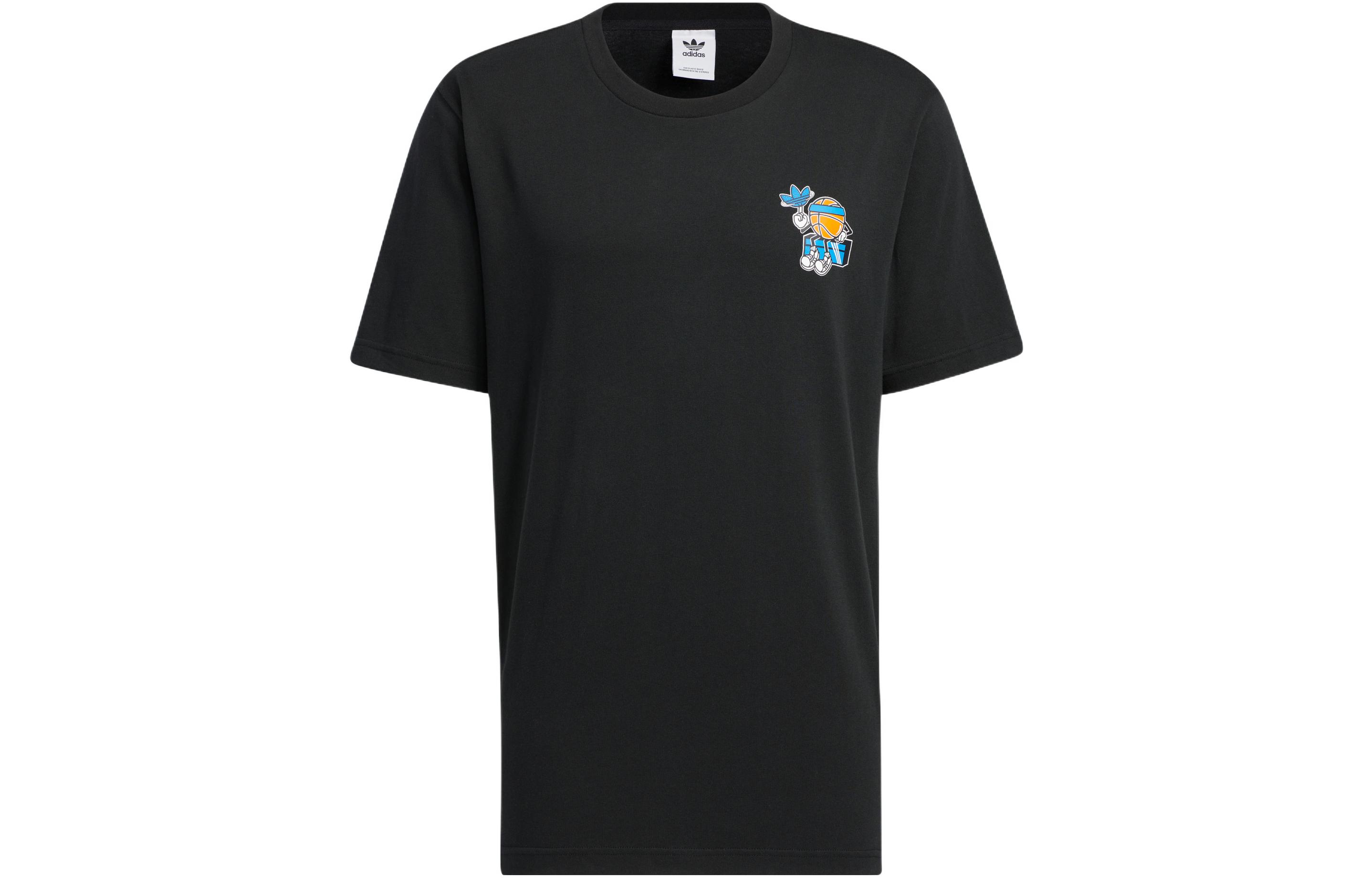 Adidas Originals T Shirts Men s Black Crew Neck Moderate Straight Fit H49571 M