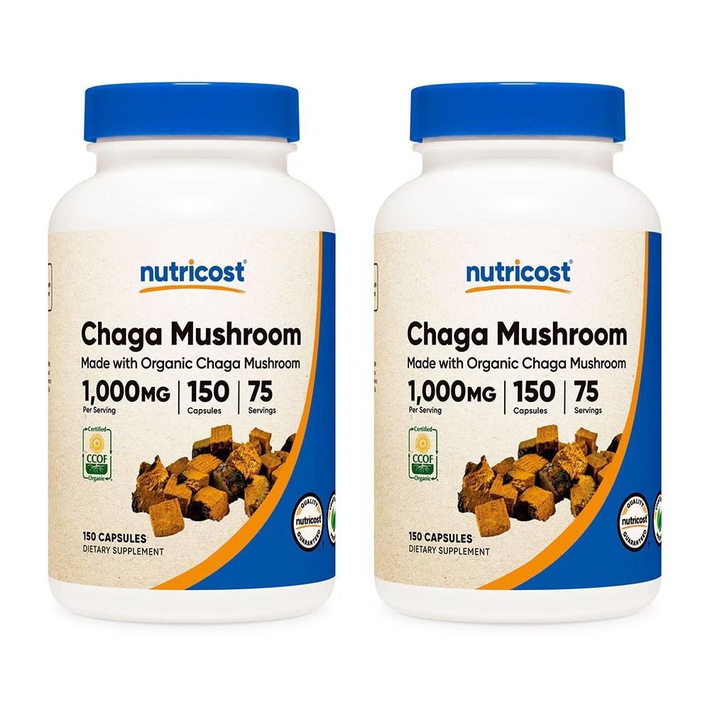 Nutricost Organic Chaga Mushroom 1000mg 150 Capsules 2 pcs Ingredients: may be subject to change at the | 150 Capsules 2 pcs