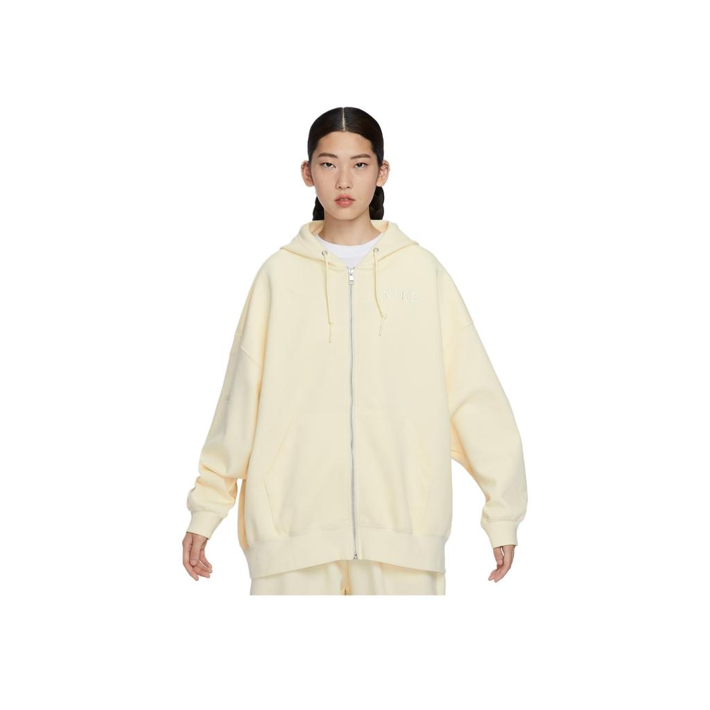 Nike Solid Color Casual Hooded Zip Jacket Women Jackets Coconut-Milk HF0422-113