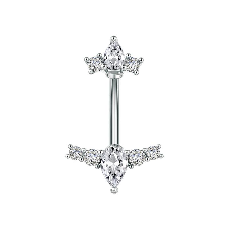 Cherry Flowers Belly Button Ring Crystal Belly Navel Piercing Nombril Long Dangle Belly Jewelry
