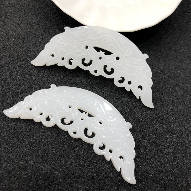 Qin Han Style Phoenix Pattern Imitation Jade Pendant - High Quality Hollow Plastic Material for DIY Headdress