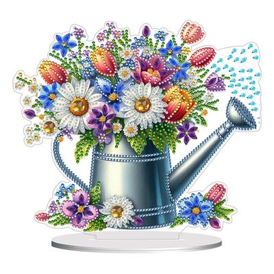 Acrylic 2D Flat DIY Diamond Painting Desktop Ornaments Kit 5D DIY Diamond Art Tabletop Decorations for Home Office Desktop Decor