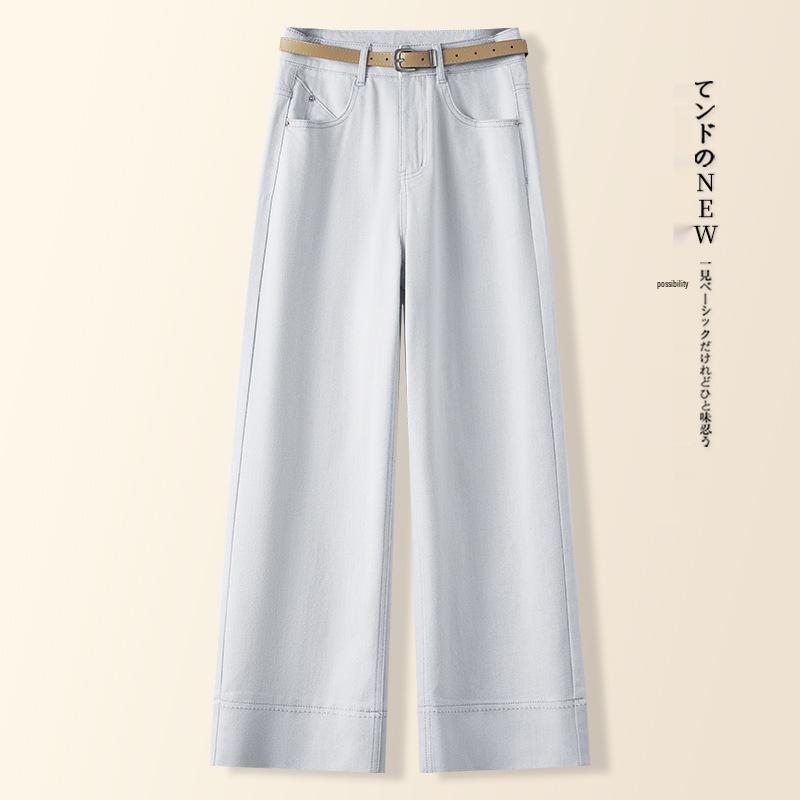 

Women s 2025 Morandi Gray Wide-Leg Jeans: High-Waisted, Versatile, Loose Drape, Spring/Autumn. 4XL
