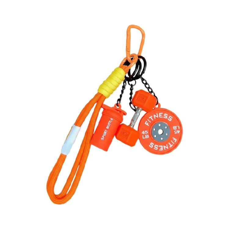 Simulated Workout Gear Keyring Detachable Barbell Charm Soft Silicone Design For Keys And Backpacks