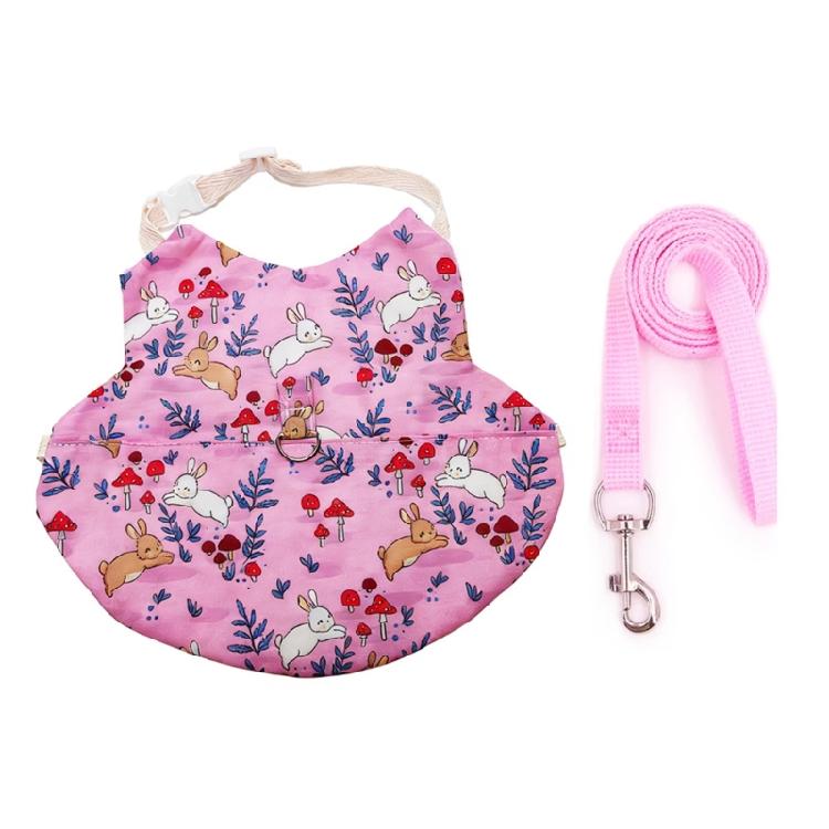 Fashion Rabbit Print Pet Harnesses With Detachable Leashes Soft Cotton Suitable for Small Animals