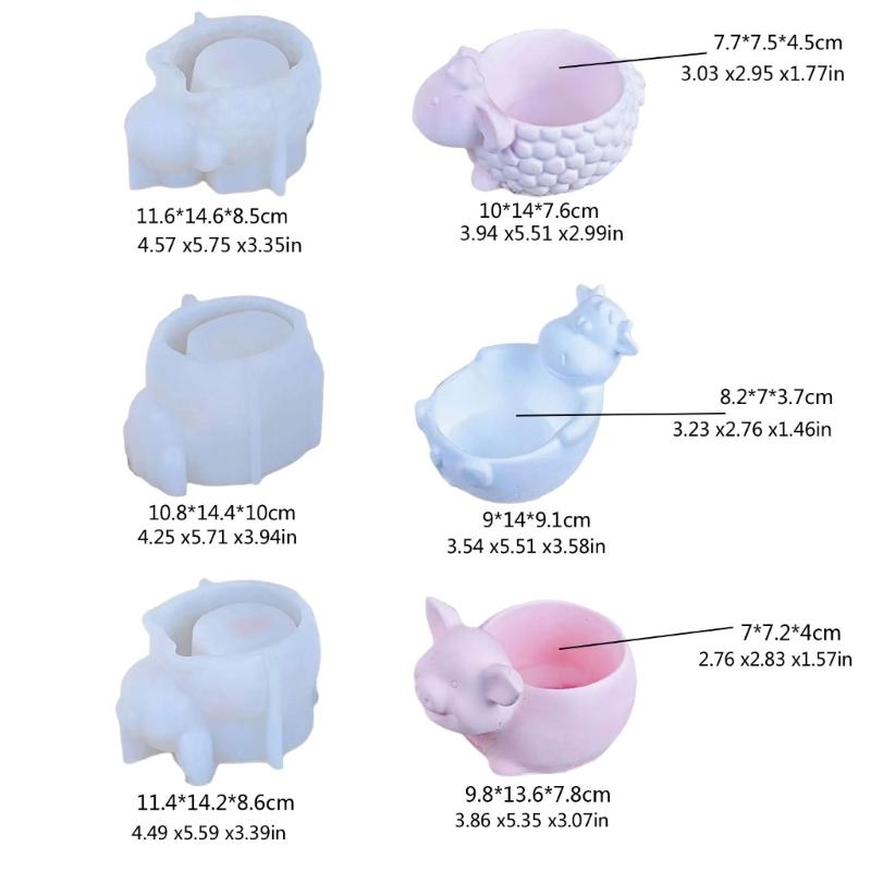 Silicone Craft Moulds Succulent Planter Mold Animal Shape Silicone Flowerpot Molds Suitable for Flowerpot Candle Holders