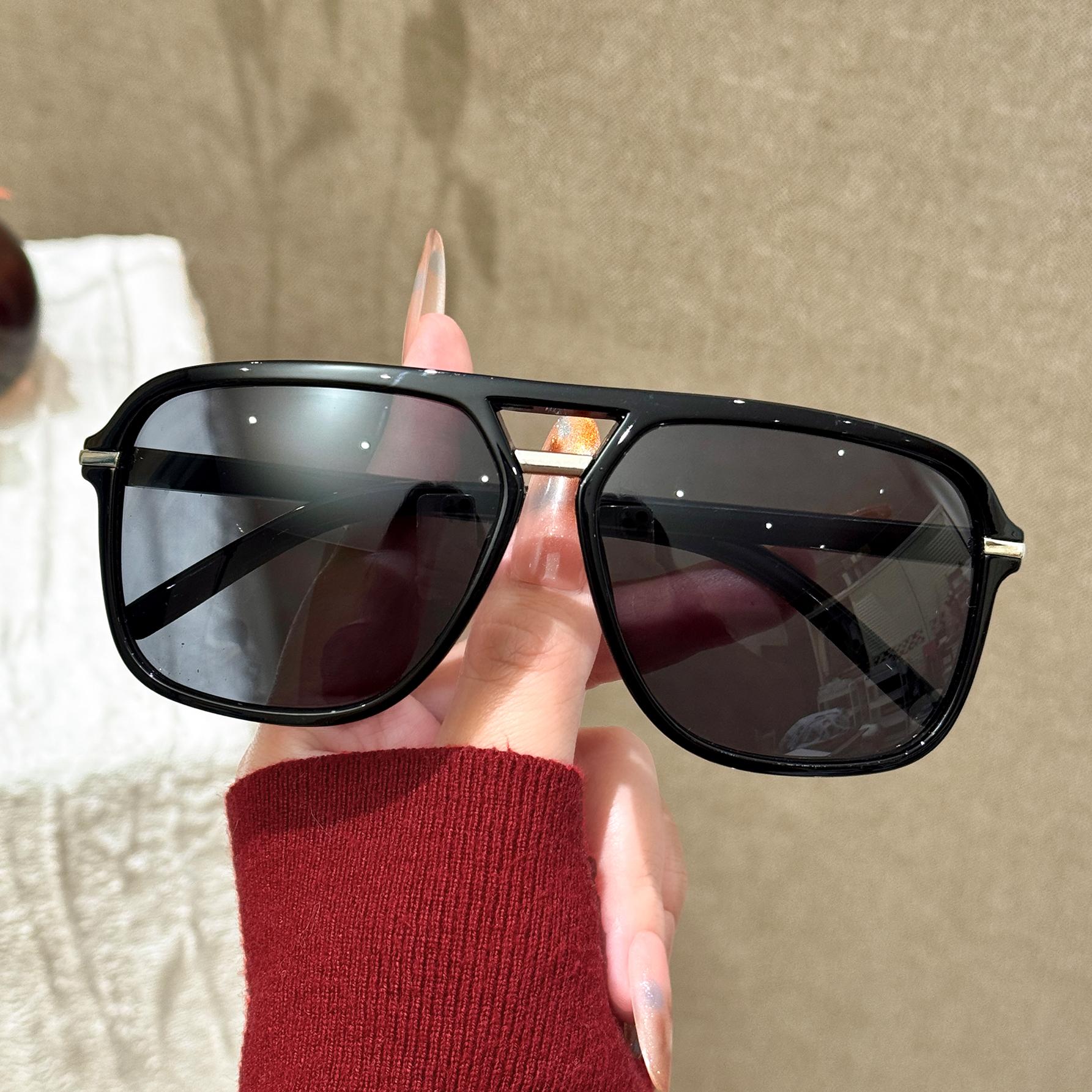 1Pc Men s and Women s New Retro Large Frame Square Sunglasses Outdoor Marine Lens Double Bridge Sunglasses