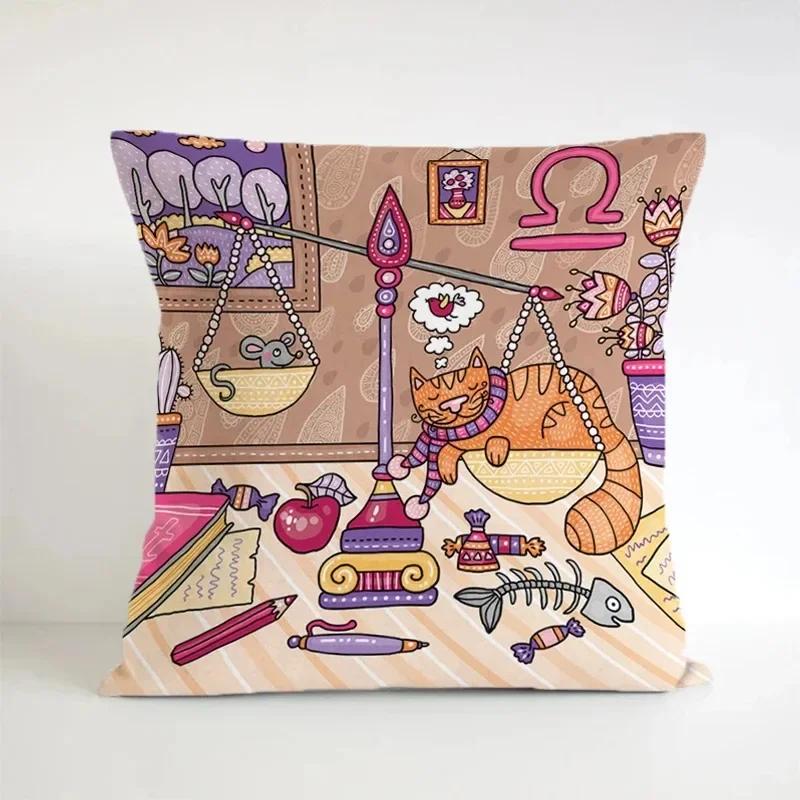 

Роскошный домашний декор Чехол для подушки, автомобиль, гостиная, диван, чехол для подушки, мультяшный рисунок животного, кошки, чехол для подушки 66x66cm