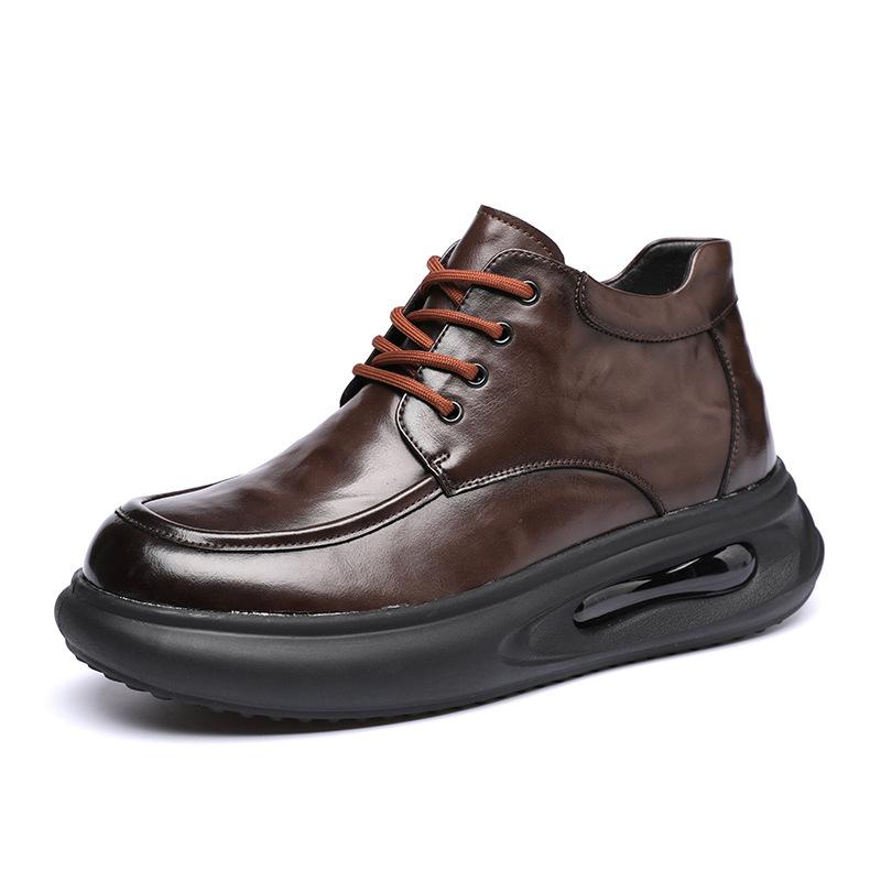 Autumn Leather Business Board Shoes Men's Cowhide Fashion Korean Version Air Cushion Sole Light Casual Leather Shoes Trendy Men's Shoes