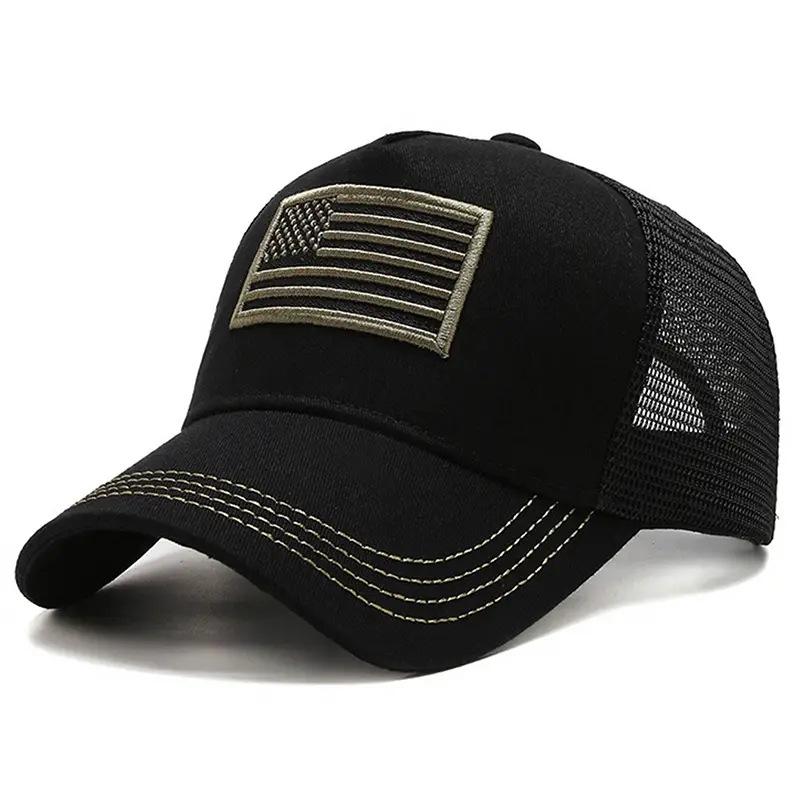 Hot sale High quality American Flag Embroidery Baseball Net Caps Spring and Summer Outdoor Adjustable Casual Hats Sunscreen Hat