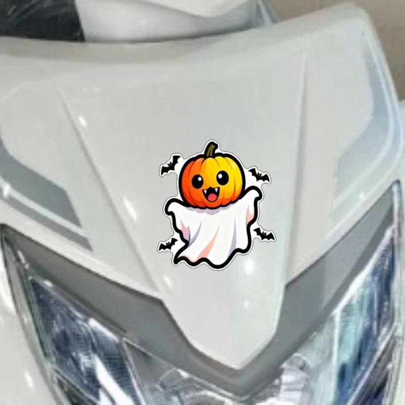 Creative Pumpkin Vehicle Stickers Weatherproof Adhesive Decals For Cars Trucks Halloween Theme Party Decoration