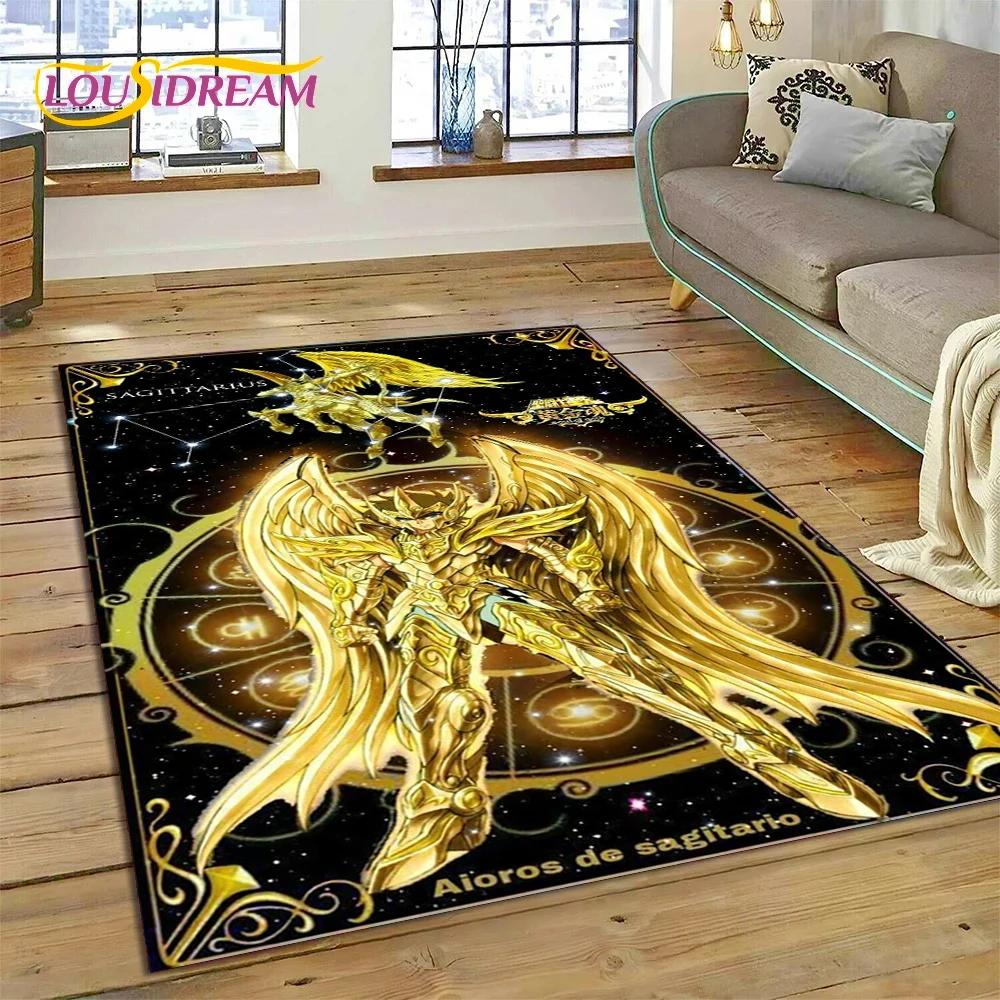 Cartoon Saint Seiya 3D Retro  Anime Rug Carpet for Living Room Bedroom Home Decor,Floor Mat Non-slip for Sofa Doormat Gift Kids