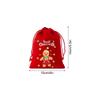 Drawstring Gift Bags Snowman Print Spacious Pouch 6 Pieces Christmas Red Drawstring Bags For Adults Holiday Home Parties