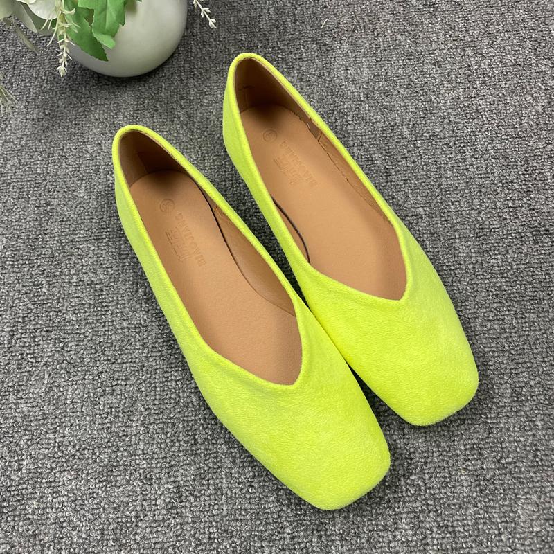 Fashion Flat Shoes for Women 2025 Spring Autumn Solid Square Toe Black Women's Shoes Large Size 43-44 Small Size 31-32 Ladies Shoes