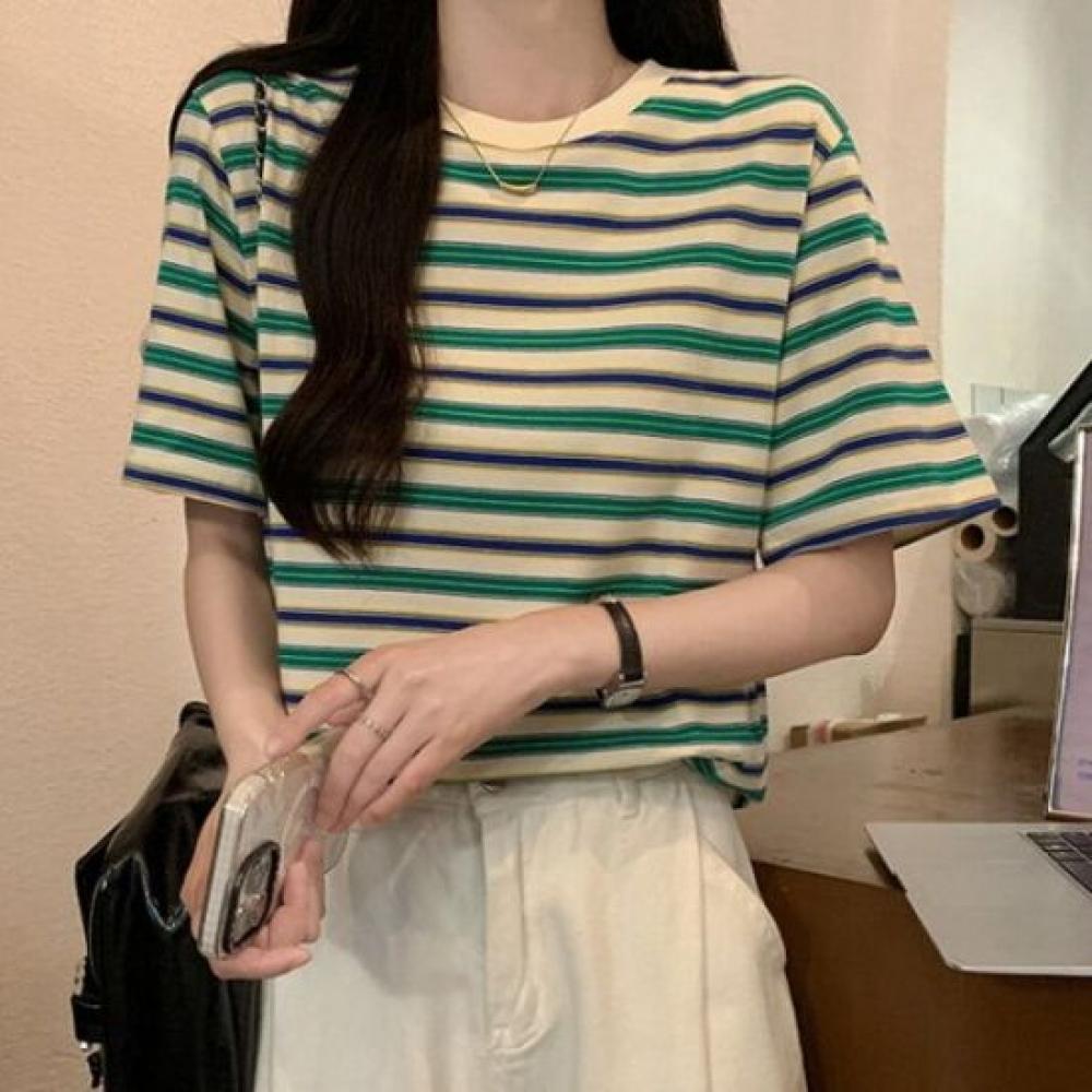 Navava Casual STriped Round Neck ShorT Sleeve T shirT nT2659