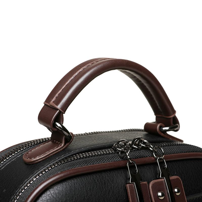 Klassische kleine Leder-Umhängetasche Vintage Boston Bag mit Reißverschluss und Nieten-Details Ideal für den täglichen Gebrauch, Arbeit, Einkaufen und Treffen mit Freunden