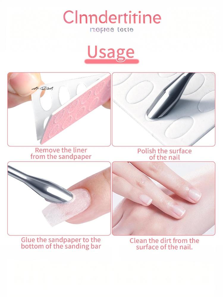 Nail Cuticle Pusher Set with Self-Adhesive Sandpaper 100#180#240# Flaky File Trimming Pre-Polishing Manicure Tool 5/10 Sheets