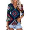 Women's Casual Fashion Floral Print Three-quarter Sleeve Button Cardigan Top