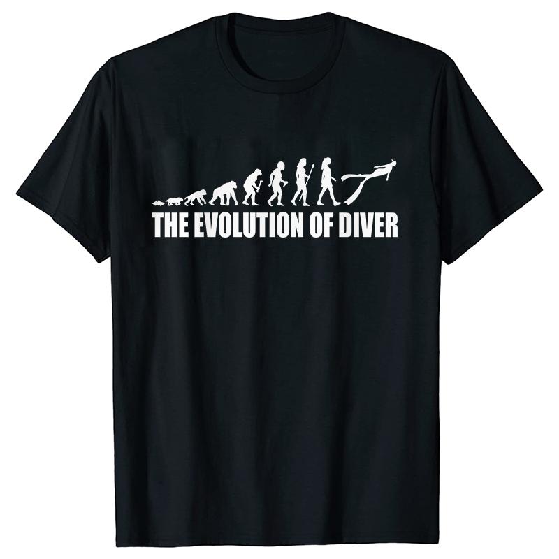 Funny Evolution of Diving Women T-Shirt Short Sleeve O-Neck Tees Fashion Scuba Diver Girl Tops Casual Summer Female Clothing