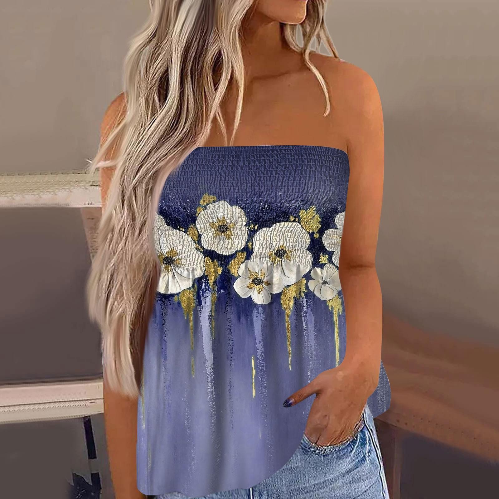 

2024 топы для женщин, милая сексуальная футболка без рукавов с открытыми плечами и цветочным принтом XXL фиолетовый