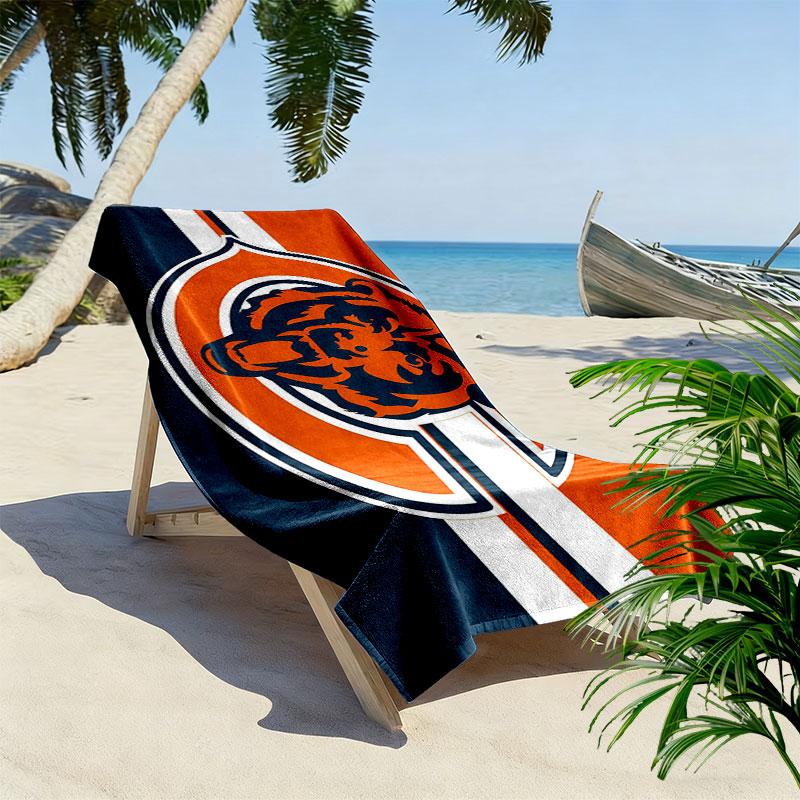 Chicago Bears Print Beach Towel, Large Soft Quick Dry Towel for Beach Camping Swimming