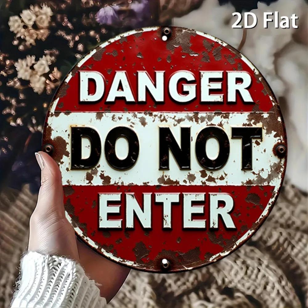 Vintage Metal Sign Warning Do Not Enter 7.87 Inch Red White Wall Art Garage Decor