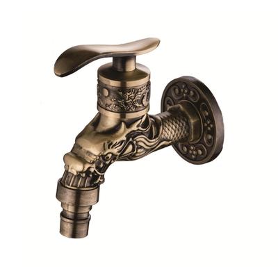 Ornate Dragon Carved Outdoor Water Tap Rusts Resistant Wall Installation Faucet Decorative Water Tap for Garden Kitchen