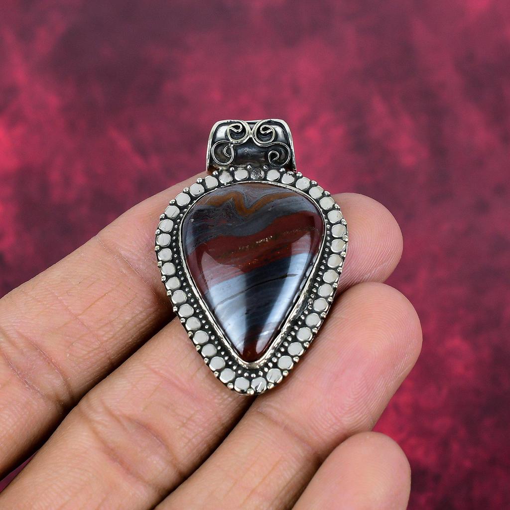 Iron Tiger Eye Pendant Gemstone Jewelry, 925 Solid Sterling Silver Pendant, Gift For Women Handmade Pendant