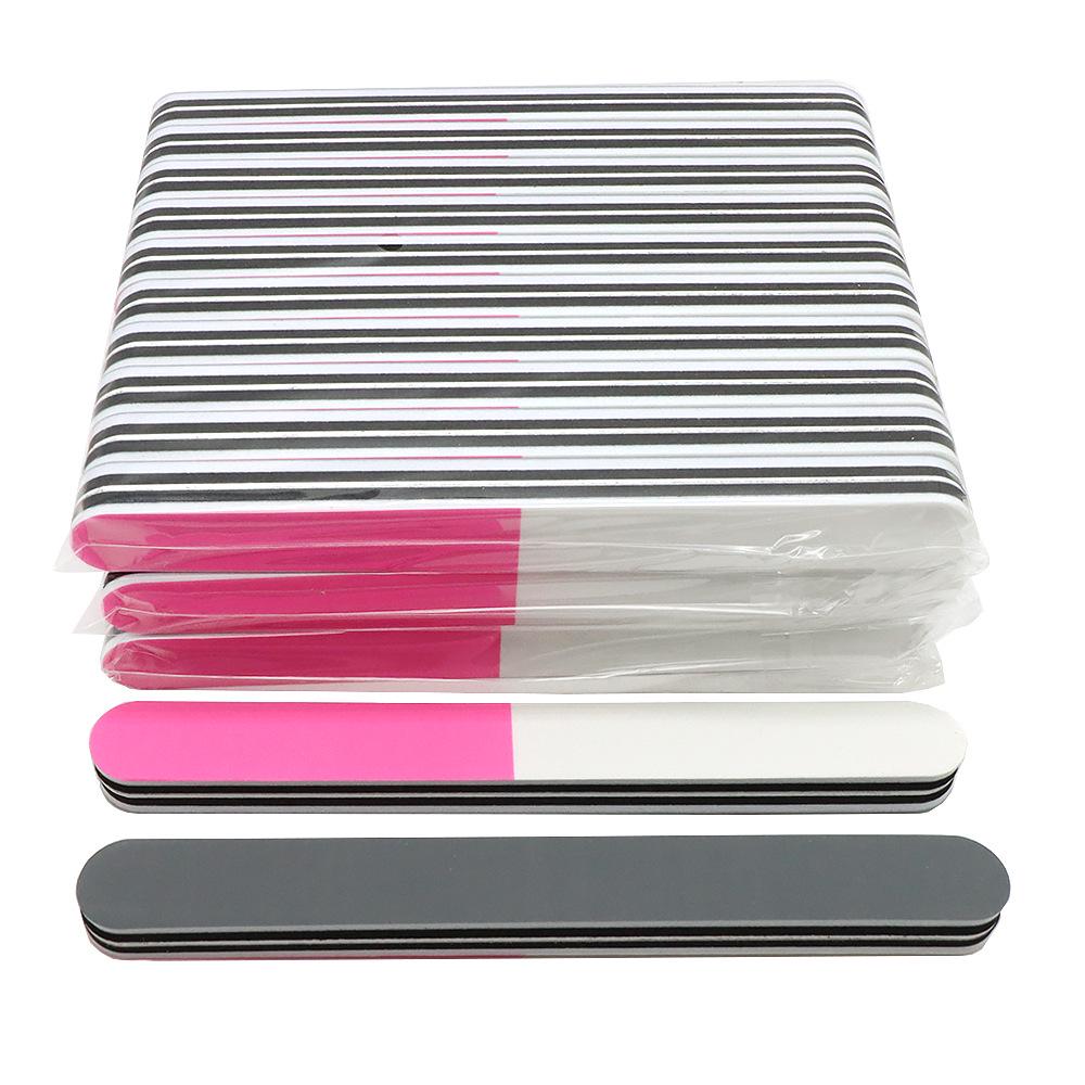 Three-Sided Washable Nail Polishing Strip - Pink, White, Gray - Nail Surface Sanding Sponge & Polisher Tool