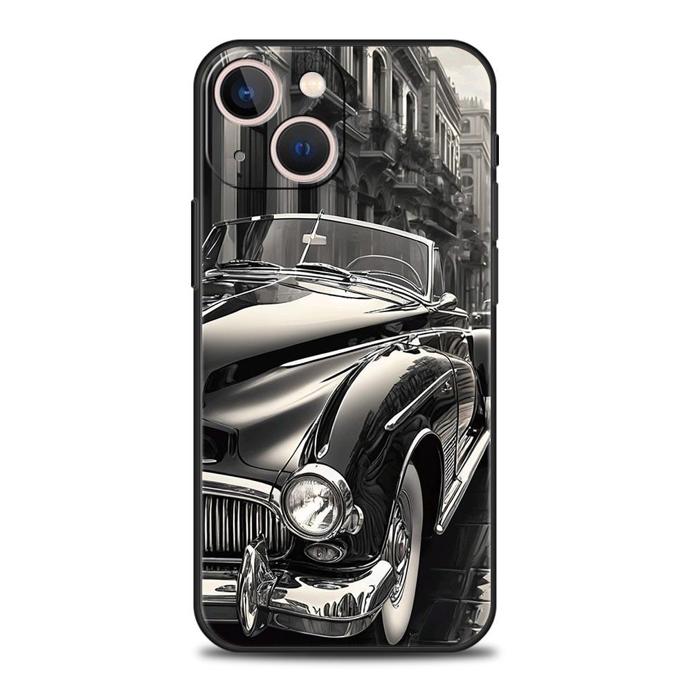 Black White Car Phone Case For iPhone 17 Air 16 Plus 13 15 14 12 11 Pro MAX 7 8 SE Soft TPU Shockproof Cover Funda