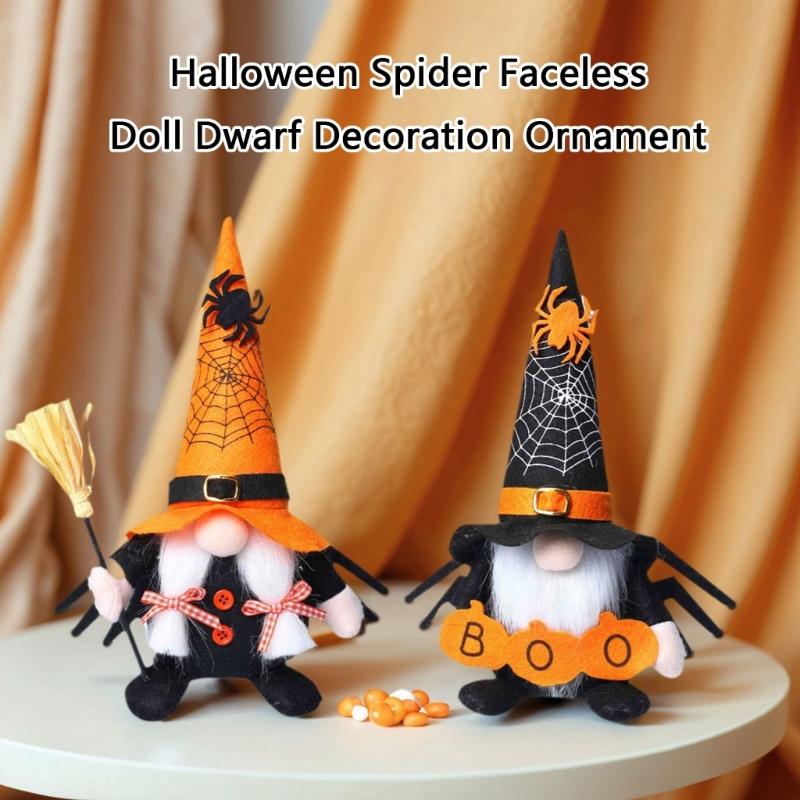 Halloween Gnomes Handmade Scandinavian Swedish Tomte Doll Table Decorations,Plush Elf Dwarf Table Ornament for Kitchen