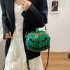 2025 Halloween New Fashion Barrel-Shaped Glossy PU Shoulder & Crossbody Bags Solid Creative Stylish Design Handbags for Women