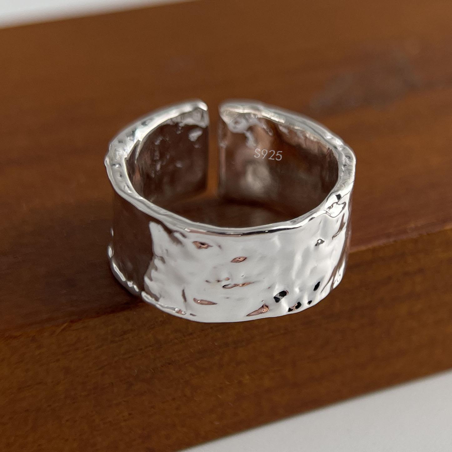 

925 Sterling Silver Rings for Women Couple Minimalist Handmade Simple Wide Gold Ring Set Party Jewelry Gift Prevent Allergy resizable