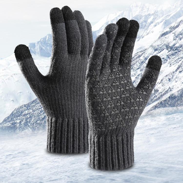 Gants chauds pour hommes pour l'automne et l'hiver, grande taille, en velours, pour écran tactile, résistants au froid, pour cyclisme, gants tricotés pour l'extérieur