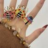 Cute Enamel Insect Rings Colorful Sparkling Rhinestone Ladybug Beetle Ring Punk Y2K Jewelry Gift For Women