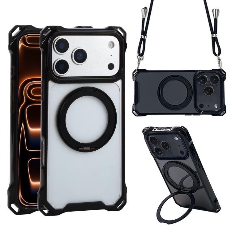 

XDcase Pivot Stand Four-Corner Hole Magnetic Phone Case, Lanyard Not Included For iPhone 17 Pro Max чёрный