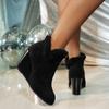 High Heels Women Fur Snow Ankle Boots Winter Suede Warm Plush Wedges Shoes 2025 Trend New Office Shoes Party Pumps Botas Mujer
