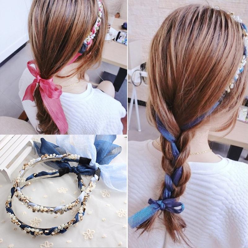 

New Fashion Knot Weave Pearl Headband Fabric for Women Girls Hair Accessories Hairband wine red