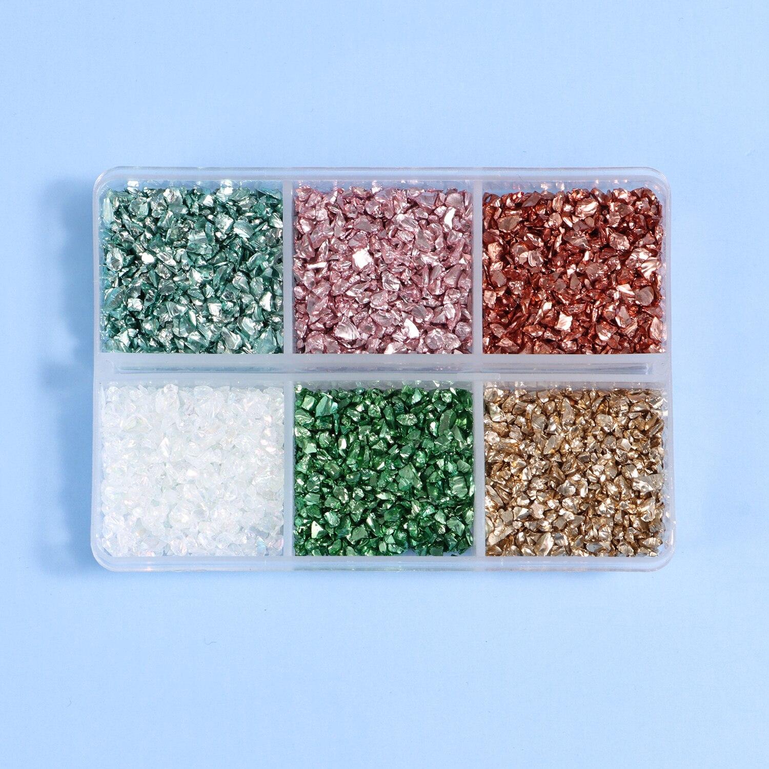 

1Box 6Colors Crushed Glass Stones Fillings Set For DIY Drip Epoxy Resin Mold Irregular Nail Art Decoration Jewelry Kits