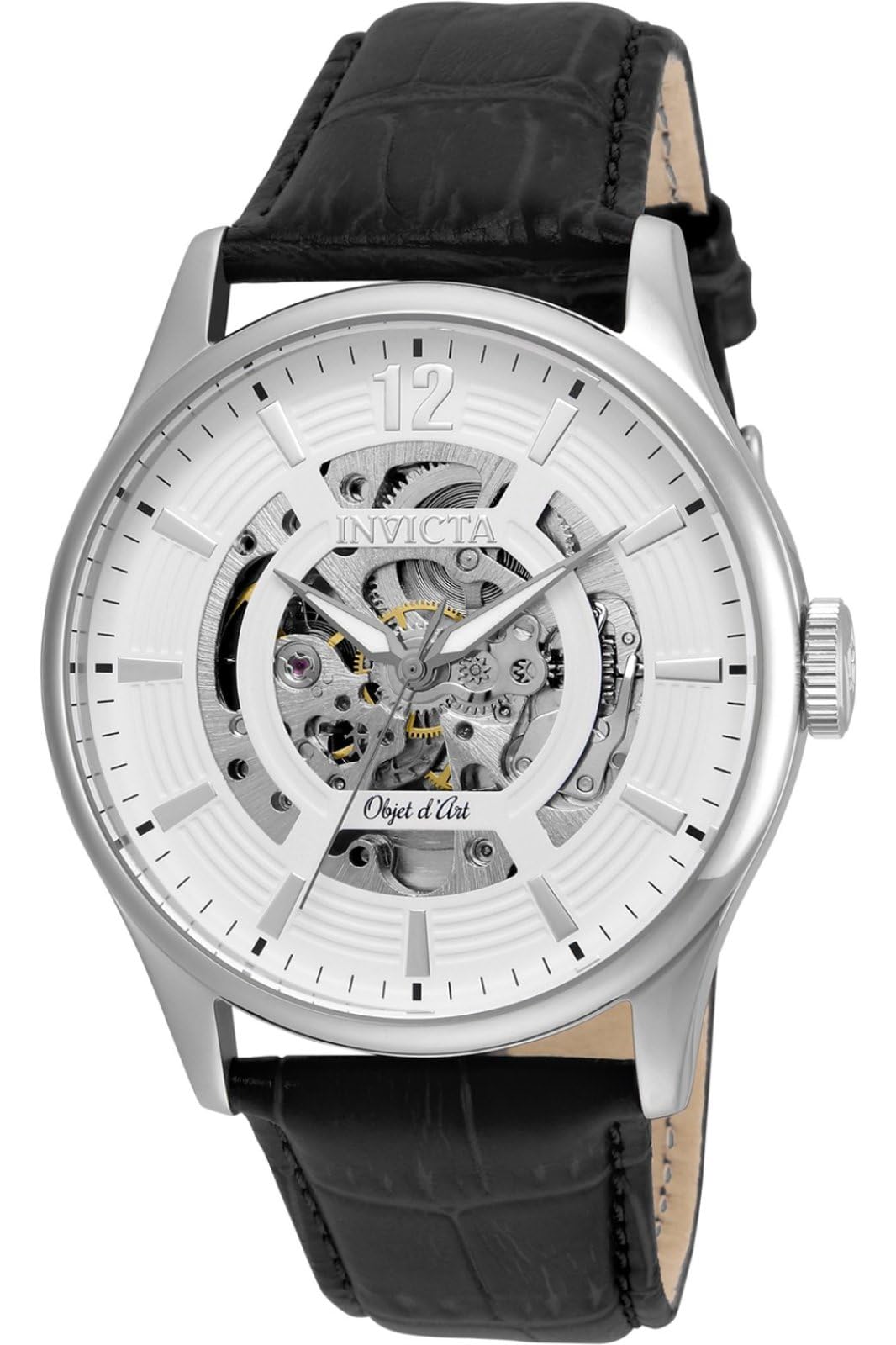 

Invicta D Automatic Stainless Steel and Leather Casual Black Men s Objet Art Watch, Color (Model 22594) білий