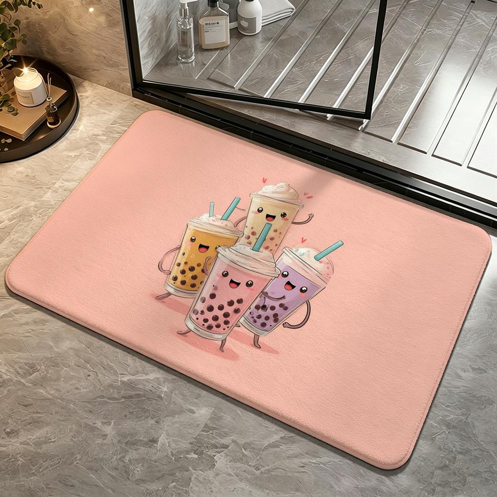 Art-Bubble TeaS Floor Mat Bedroom Carpet, Bathroom Foot Mat, Doormat, Non-Slip Absorbent Multi-Use